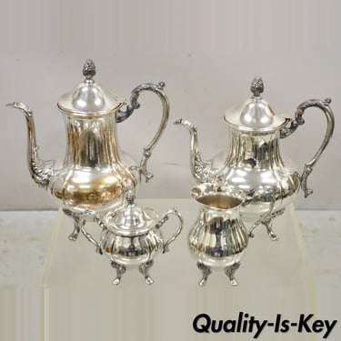 Antique English Victorian Silver Plated Coffee Tea Set - 4 Pc Set