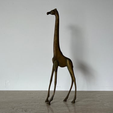 70"s Vintage Art Handmade Solid Brass Giraffe Sculpture 