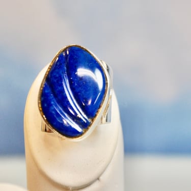 Lapis Lazuli 925 Sterling Silver Ring Large Vintage Early Jay King DTR Gift for Her Size 6 1/2 Collectible Statement Ring Birthday Gift 