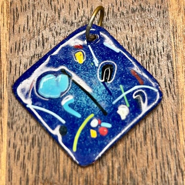 Enameled Copper Pendant Handmade Metal Art Hand Painted Jewelry 