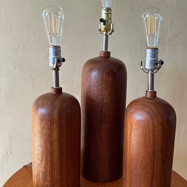 Danish AFRORMOSIA Table Lamps, Set of three 