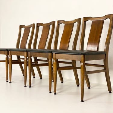 Set of 4 Solid Walnut Dining Chairs by Bassett, Circa 1960s - *Please ask for a shipping quote before you buy. 