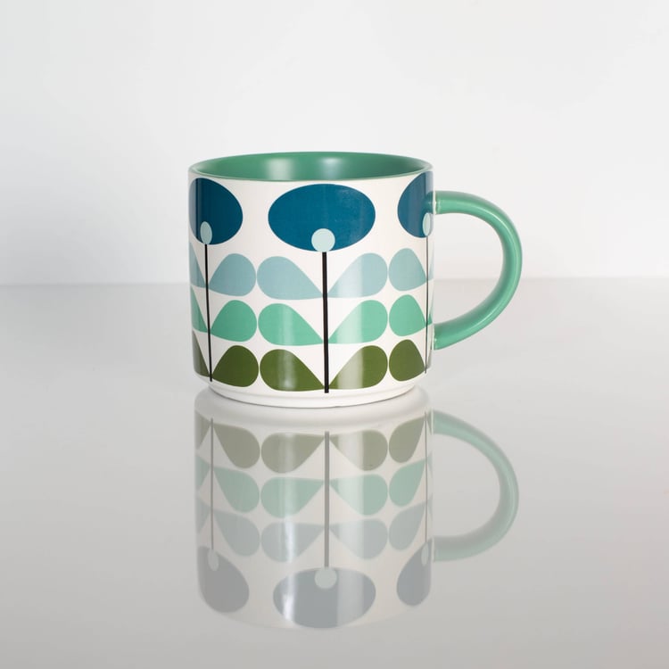 Mid Century Modern Blue Flower Matte Coffee Mug