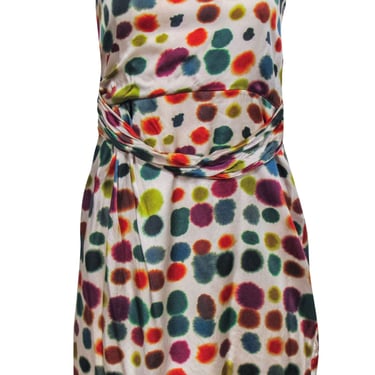Theory - Silver & Multicolor Polka Dot Strapless Mini Dress Sz 4