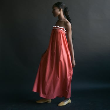 3293d / geoffrey beene red strapless cotton dress 
