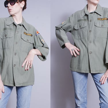 Vintage 1970's/1980's | US Army | Army Green | Button Down | Army Issue | Shirt | M/L 