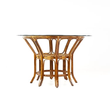 Franco Albini Mid Century Rattan and Glass Dining Table - mcm 
