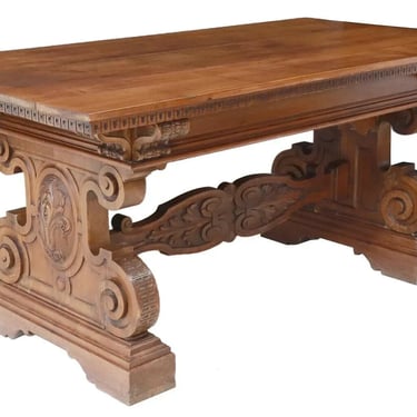 Antique Table, Library, Italian Renaissance Revival Walnut , Circa 1900's!