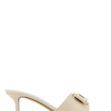 Salvatore Ferragamo Women Ivory Leather Zelie Mules