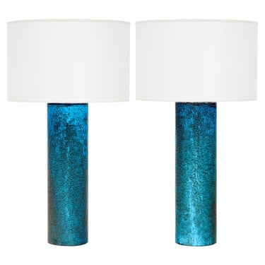 Murano Glass Blue “Pulegoso” Lamps