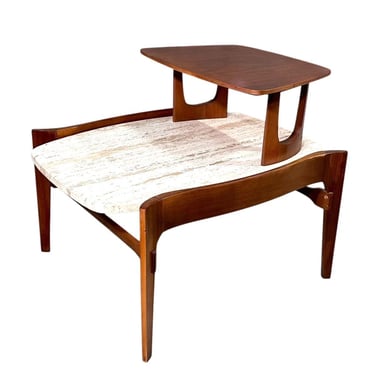 Bertha Schaefer Walnut w/Travertine Side/End Table, 1960