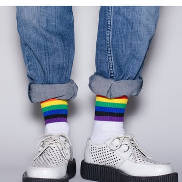 Rainbow Striped Crew Ankle Socks 