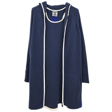 Chanel 2009 Sport Line Setup Suit Jacket Sleeveless Dress Navy #34