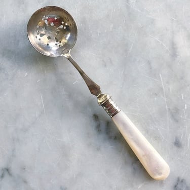 Antique English Mother of Pearl Sugar Sifting Spoon 
