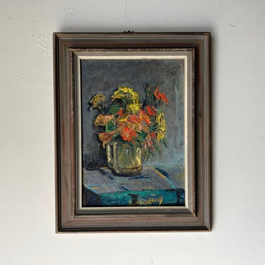 70's Vintage Impressionist Still Life Abstract Painting, Signed 