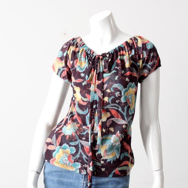 vintage late 90s stretch floral mesh top 