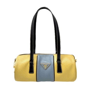 Prada Baby Blue Perforated Cylinder Shoulder Bag