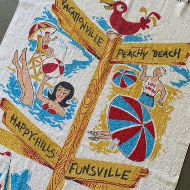 Vintage Vacationville Beach Towel 