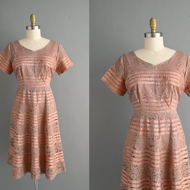 Vintage 1950s Lace Party Dress | Large 