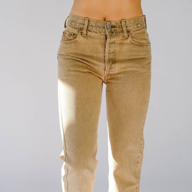 Vintage 80s LEVIS 501 Sand Tan Acid Wash High Waisted Jeans | Made in USA | Size 30x30 | 1980s LEVIS Bohemian Unisex High Waist Denim Pants 