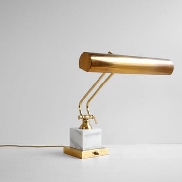 Vintage Marble and Brass Desk Lamp, Reading Lamp, Piano Lamp, Bankers Lamp 