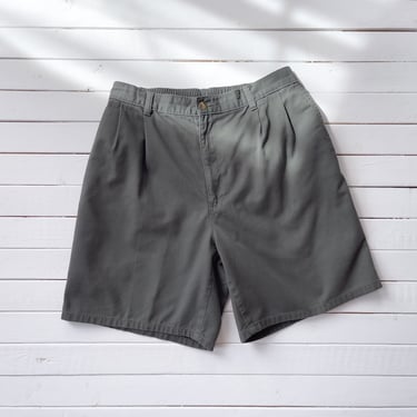 high waisted shorts 90s vintage olive green khaki cotton pleated trouser shorts 