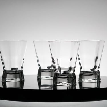 Glass Set of 4, Rocks Glass Square shaped Tumbler Cocktail Party Set Vintage Cocktail glass, Small Juice glass, New Years Eve Party 