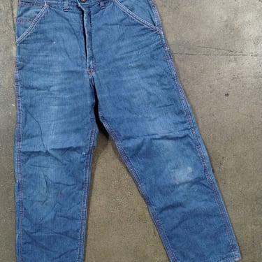 32x28 70s Montgomery Ward Quilted Liner Jeans Pants Cotton Workwear Farm Rancher Western Cowboy 