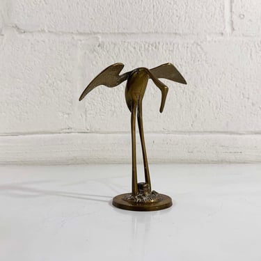 Vintage Brass Crane Heron Figurine Bird Mid-Century Hollywood Regency Dopamine Decor Figure 