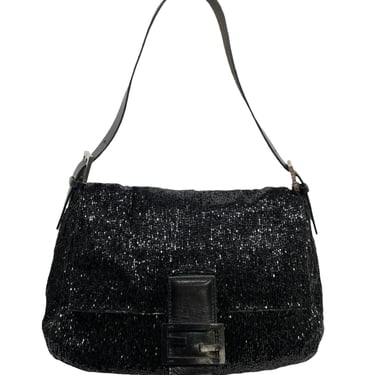 Fendi Black Beaded Baguette Bag