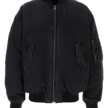 Prada Man Black Denim Oversize Padded Bomber Jacket