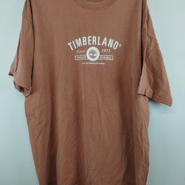 XL 90s Timberland Logo USA Made T-Shirt Cotton Orange 1990s 2000s XLarge Art Logo Burnt Tee Boots 