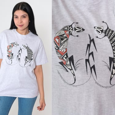 90s Lizard T Shirt Native American Art Tshirt Sylvia Naha Humphrey Animal T-Shirt Southwestern Graphic Tee Retro Vintage 1990s Medium 