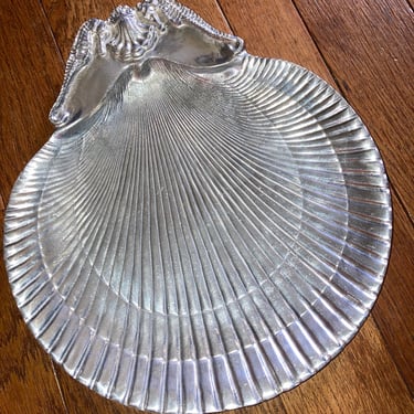 Vintage Sea Clam Silver Bowl~ Shiny Sea Horses & Shell Serving Bowl ~ Serving Tray~ Seaside Wedding Table Platter~  1978 Arthur Court 