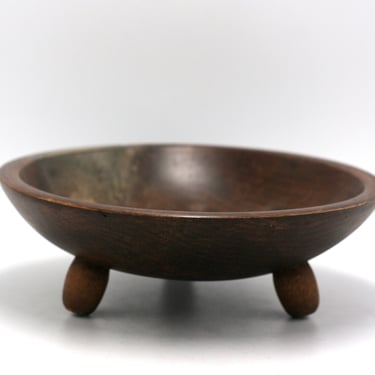 vintage Woodcraftery Footed Wooden Bowl 