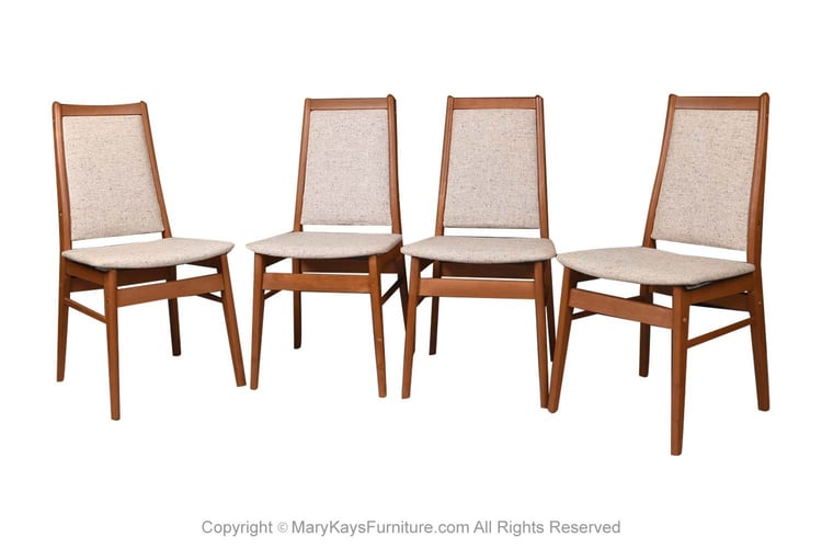 Mid Century Teak High Back Dining Side Chairs 