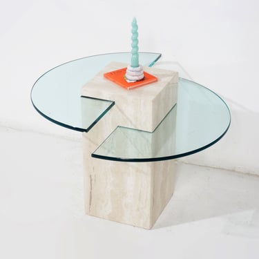 Travertine End Table 