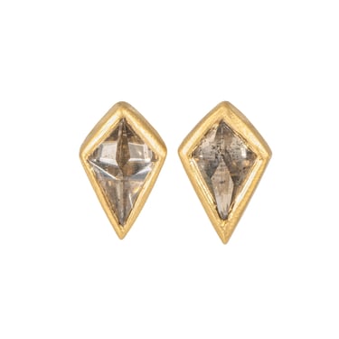 Cognac Rose Cut Kite Studs - 18ky + Reclaimed Diamonds