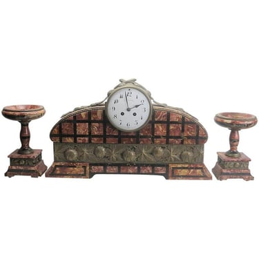 Guillard Chimney Mantel Art Dedo Clock With Site Plates 