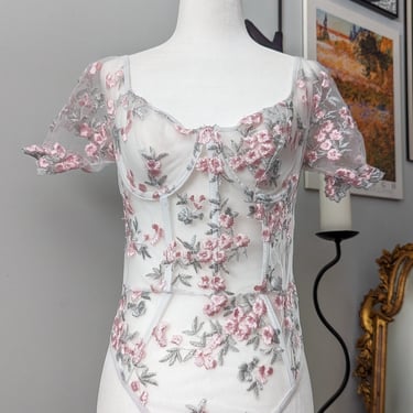 Floral Embroidered Body Suit 