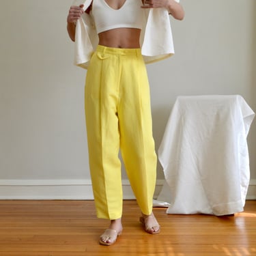 giorgio sant angelo lemon yellow pleated taper trouser / 30w 