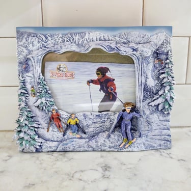 Vintage 2004 Rivers Edge Hand Painted Decorator 4x6 Frame X-Stream Sports Series Skiing Skier Snow Skiing 