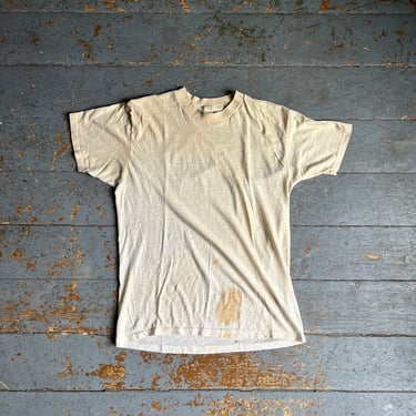 Vintage 70s Thrashed Mayo Spruce Blank T Shirt 