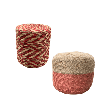 Collection of Jute Colored Poufs (Priced Individually)