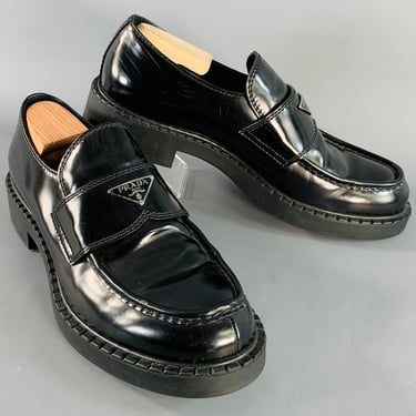 Vintage PRADA Square Toe Loafers in Black Leather | Backroom