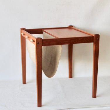 S.p. Jensen for Spottrup Bdrd Furbo, Denmark Vintage Teak Jute Side Table 