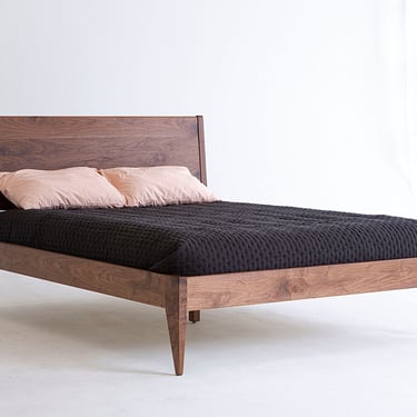 Willard Bed Frame, Walnut Platform Bed, Solid Wood Bed Frame, Mid Century Modern Bed *Local Pick-Up* 