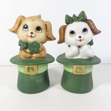 Vintage St. Patrick's Day Porcelain Lucky Dogs Lefton 2580 