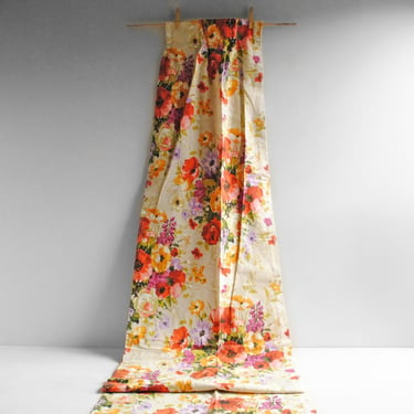 Vintage Floral Curtain Set in Red, Purple, and Orange, 85.5