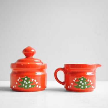 Vintage Waechtershach Christmas Creamer and Sugar Bowl from Germany 